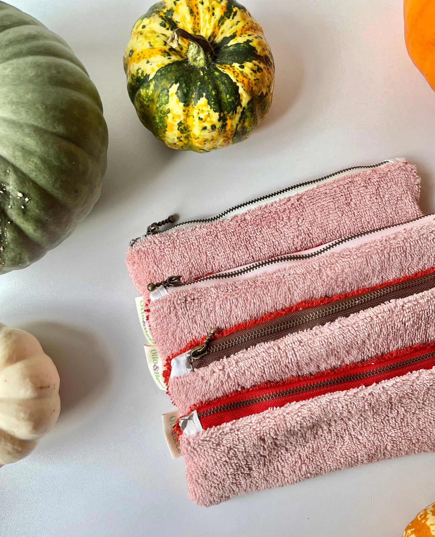 Handmade Vintage Towel Pen Case in Pink and Red