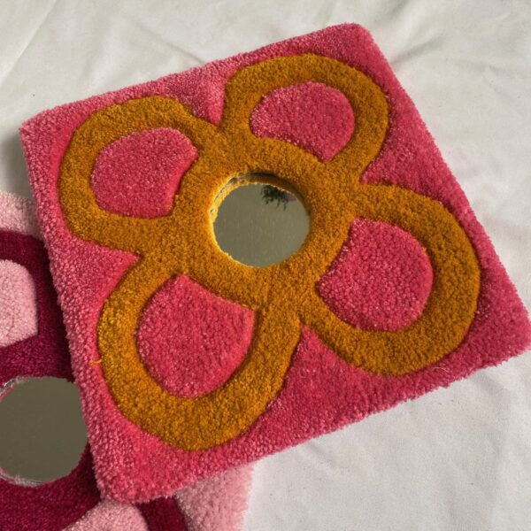 Tufted Barcelona Flower Mirror Pink & Yellow