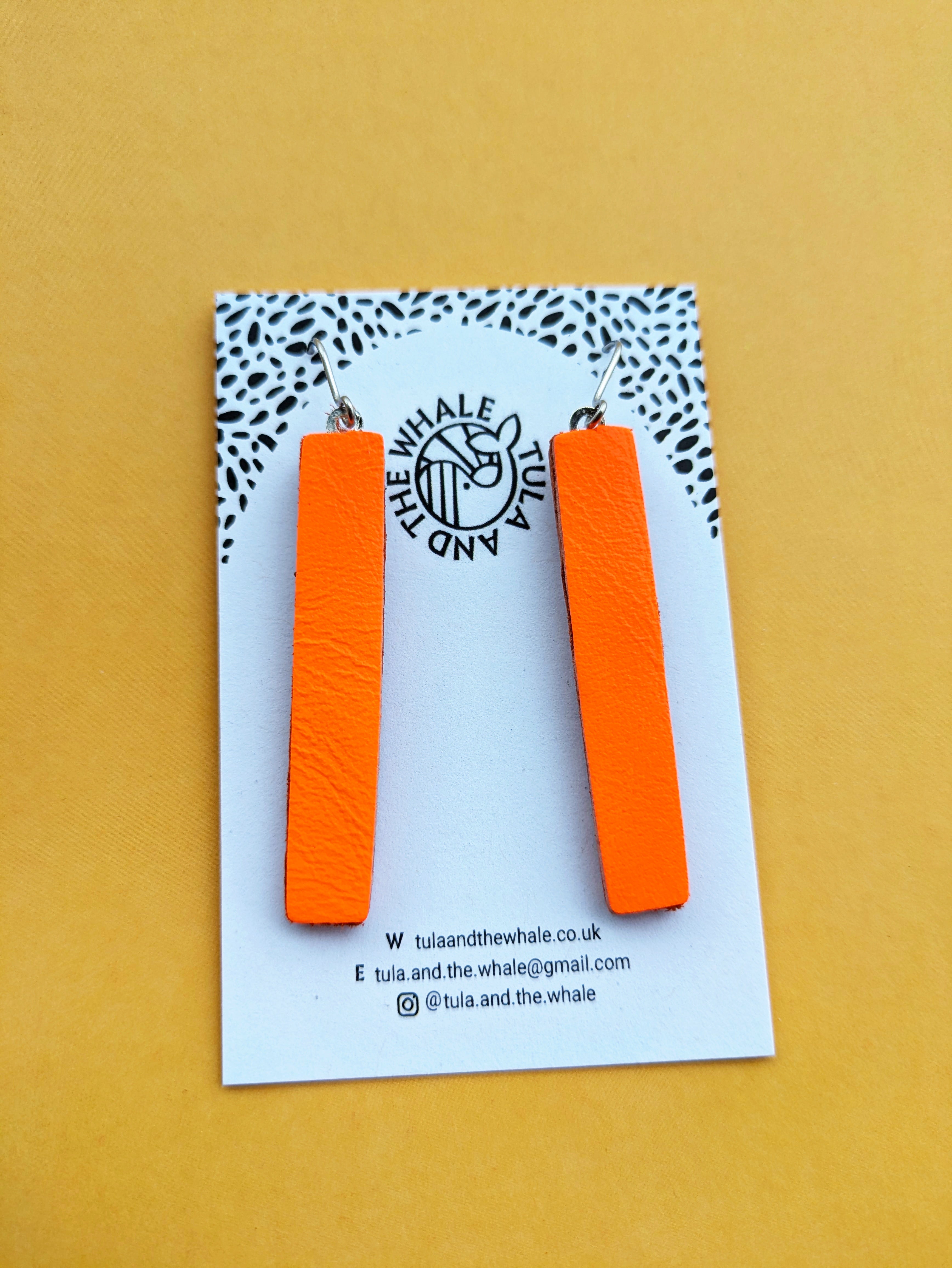 Matchstick Earrings - Neon Orange