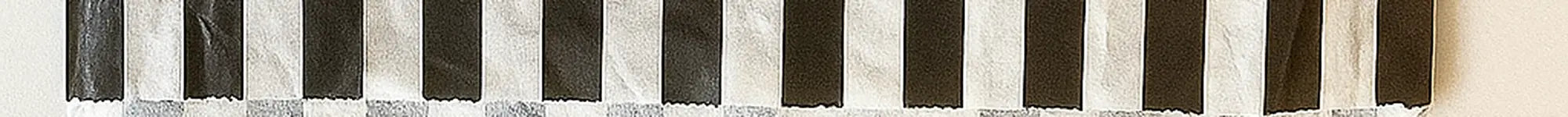 A used Black and white striped Neighbourhood Store gift bag