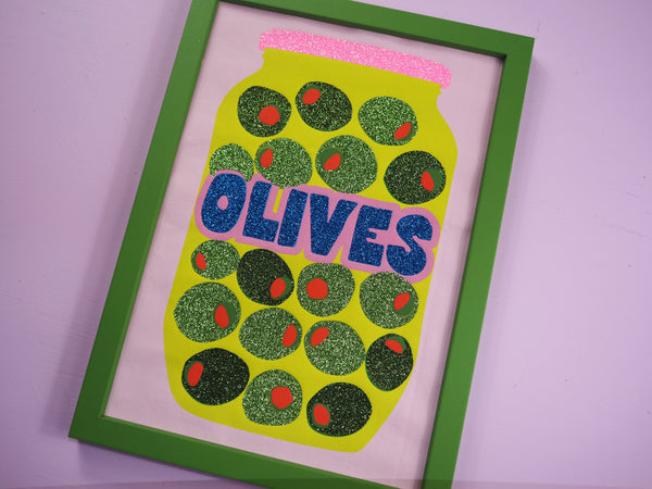 Olives Glitter Print