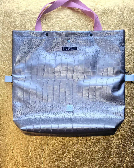 All Or Nothing -  Big Silver Snake Bag in Olive Leather