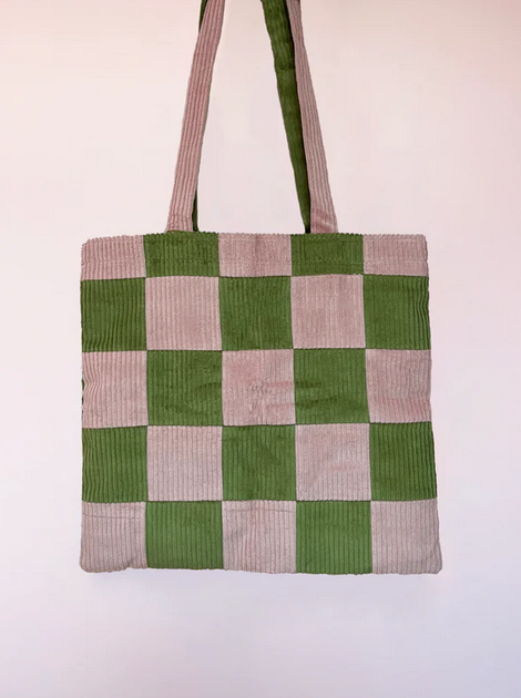 Pink & Green Checkerboard Tote