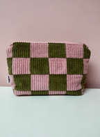 Pink & Green Checkerboard Large Pouch