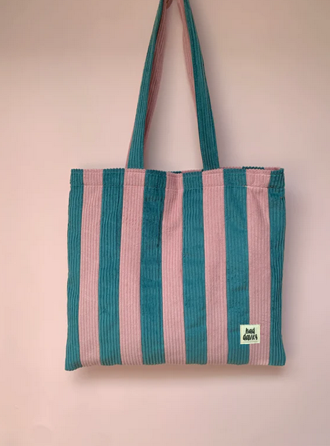 Pink & Seafoam Stripe Tote