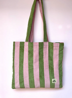 Pink & Green Stripe Tote