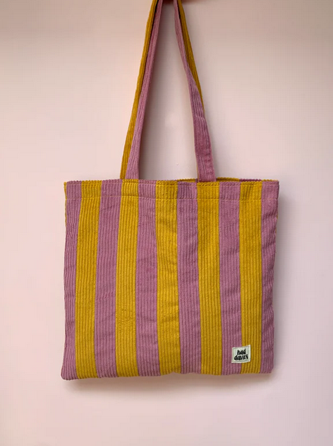 Dusty Pink & Mustard Stripe Tote