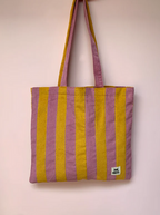 Dusty Pink & Mustard Stripe Tote