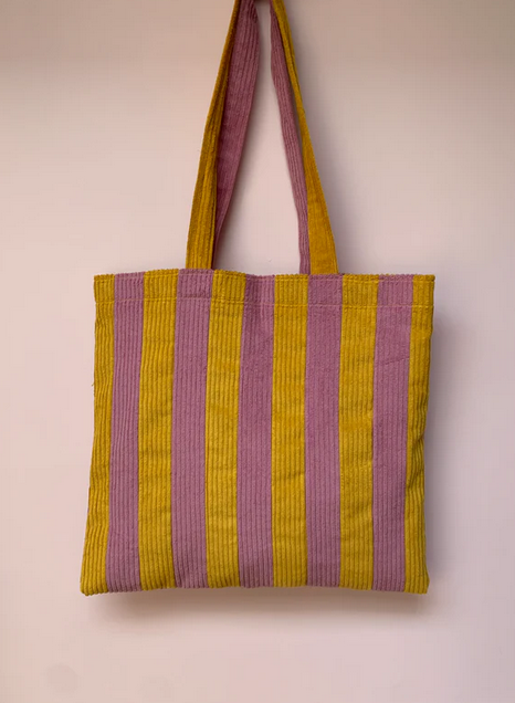 Dusty Pink & Mustard Stripe Tote