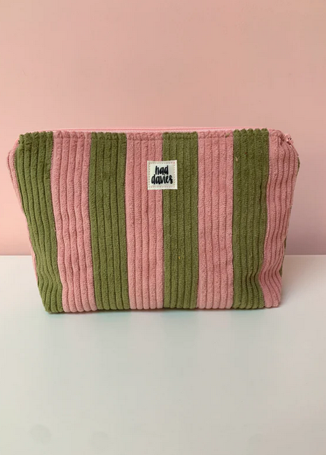 Pink & Green Stripe Large Pouch
