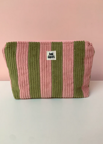 Pink & Green Stripe Large Pouch