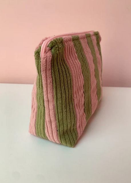 Pink & Green Stripe Large Pouch