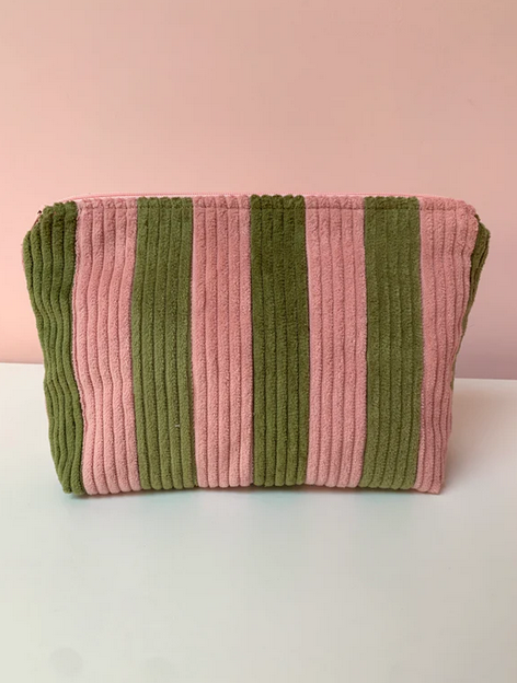 Pink & Green Stripe Large Pouch