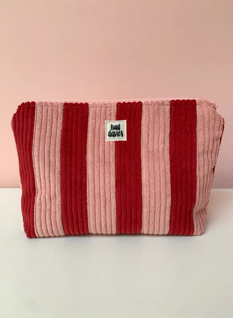 Pink & Red Stripe Large Pouch