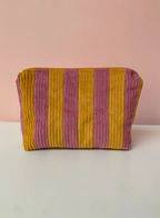Dusty Pink & Mustard Stripe Large Pouch