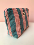 Pink & Seafoam Stripe Large Pouch