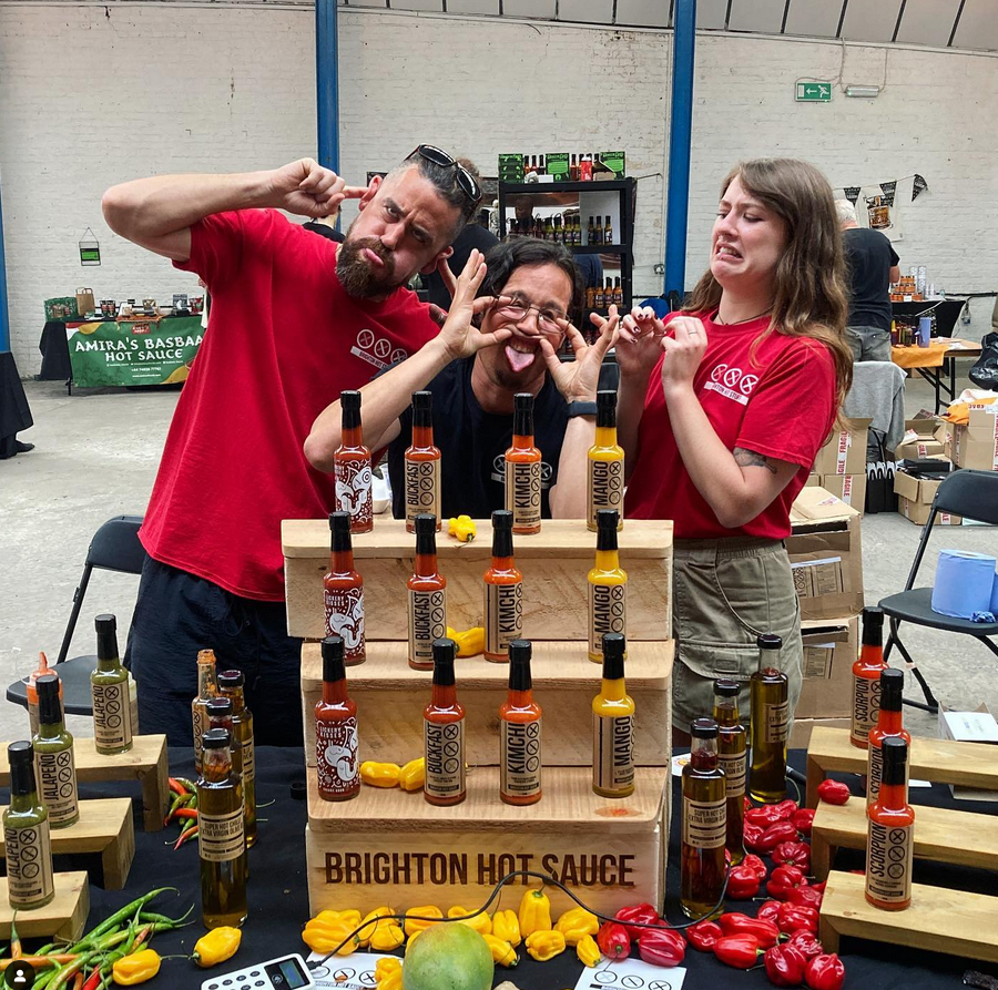 Display of Hot sauces by Brighton Hot Sauce Co