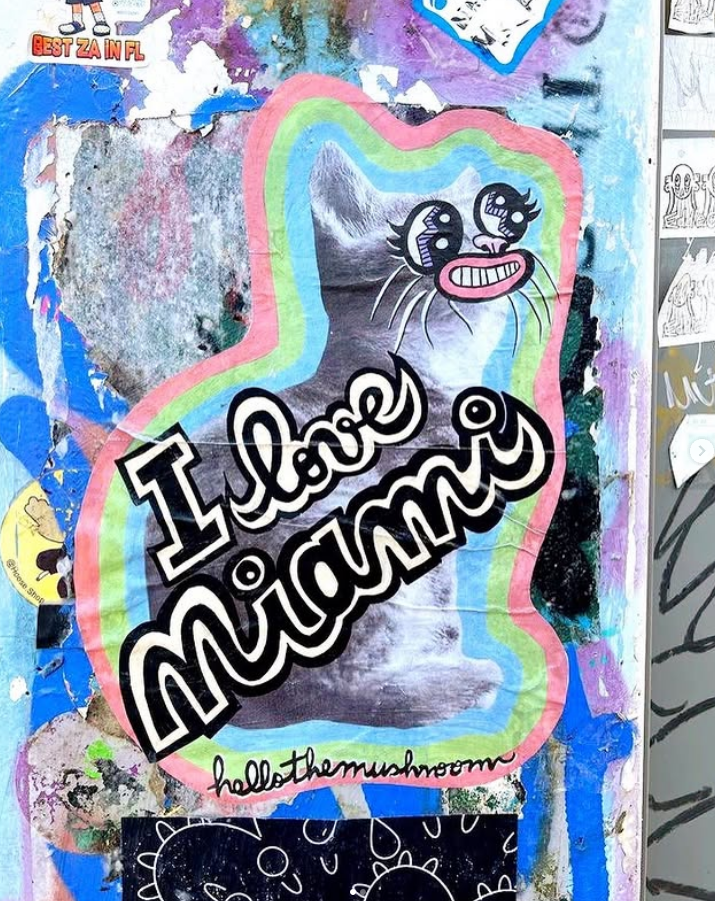 Paste Up 'I LOVE SHOREHAM' Kitty. Yellow Print Version