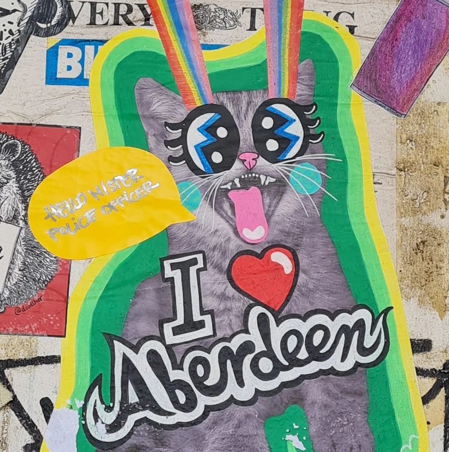 Paste Up 'I LOVE SHOREHAM' Kitty. Yellow Print Version