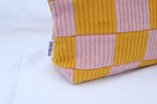 Pink & Mustard Checkerboard Large Pouch-Neighbourhood Store 