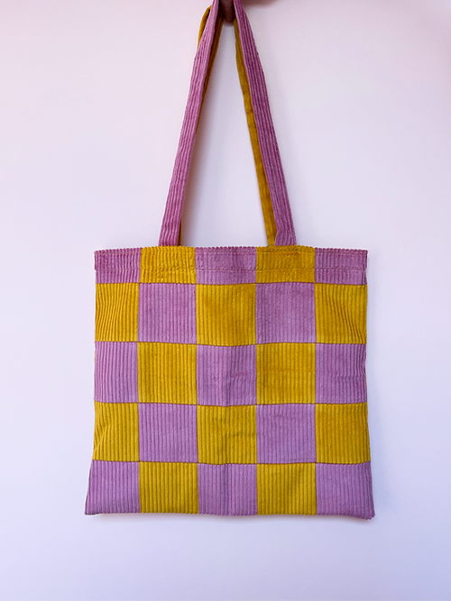 Dark Pink & Mustard Checkerboard Tote