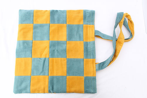 Mustard & Seafoam Checkerboard Tote-Neighbourhood Store 
