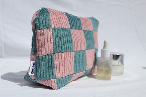 Pink & Seafoam Checkerboard Large Pouch-Neighbourhood Store 