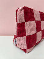 Pink & Cherry Red Checkerboard Large Pouch-Neighbourhood Store 