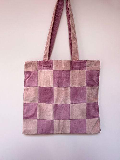 Light Pink & Dusky Pink Checkerboard Tote-Neighbourhood Store 
