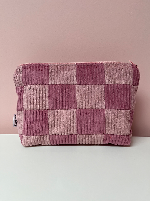 Light Pink & Dusky Pink Checkerboard Large Pouch-Neighbourhood Store 