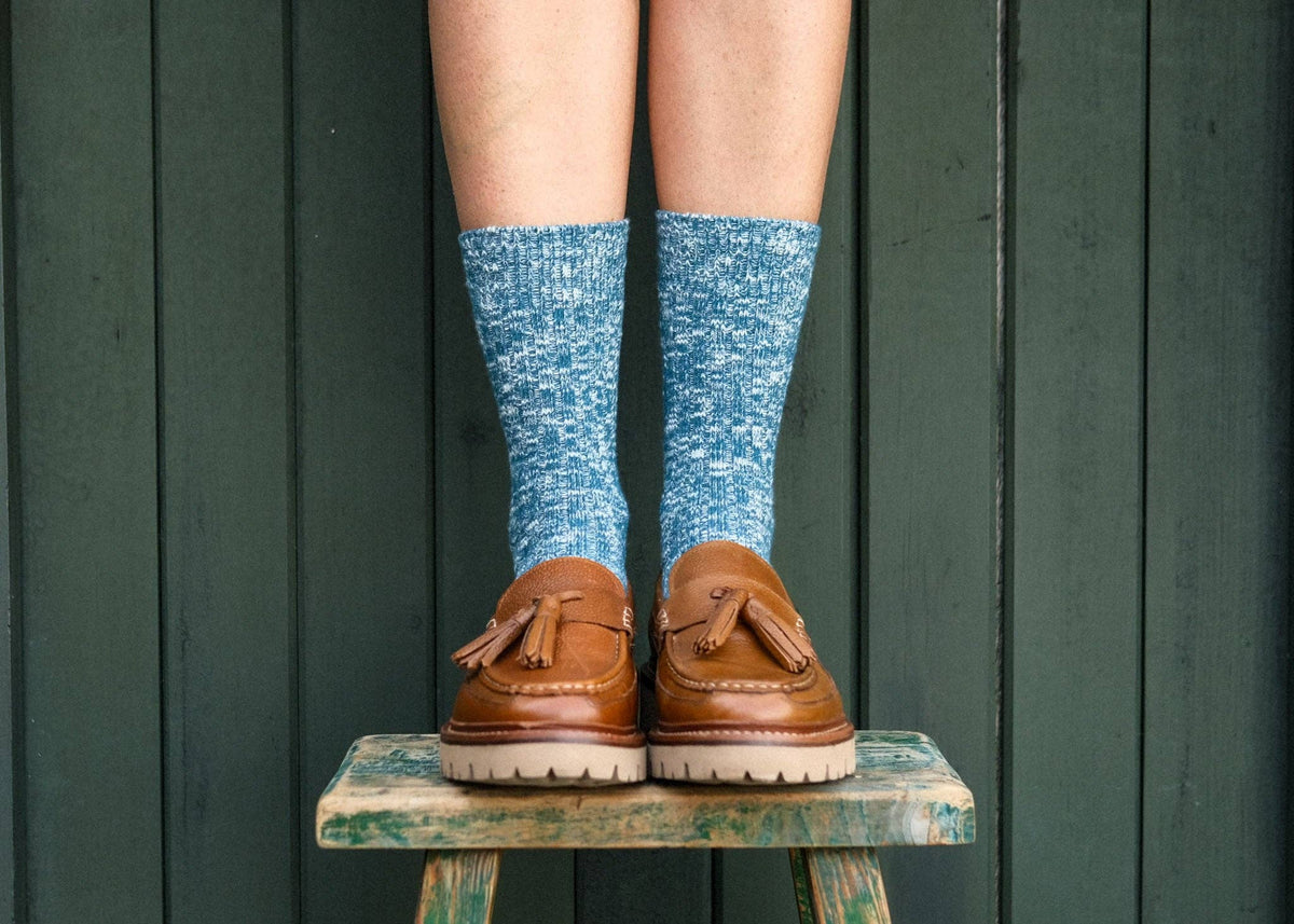 Blue Chunky Knit Socks