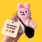 Pink Rabbit Plushie Keyring : Black Bag