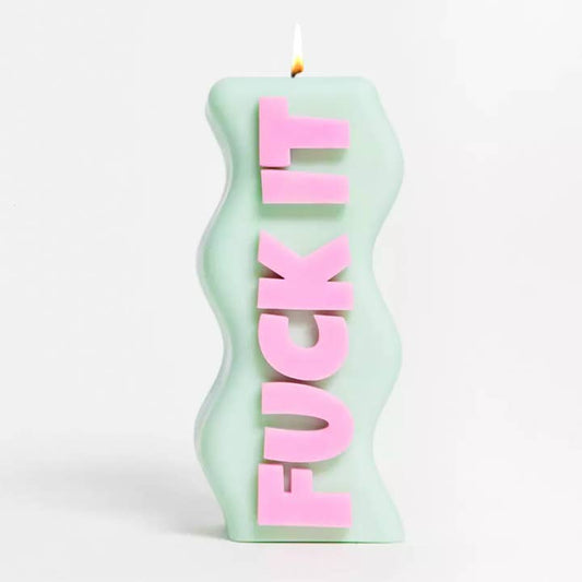 Fuck It Candle - Mint Green & Pink