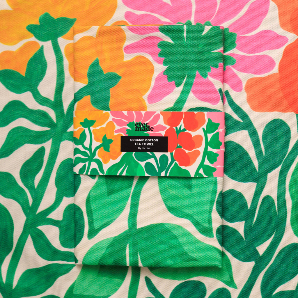 Wildflower Regeneration Tea Towel by Liv Lee