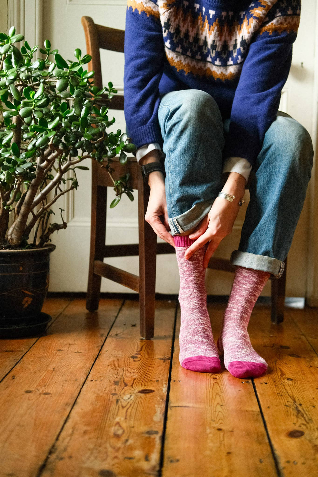 Raspberry Classic Slub Socks