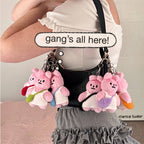 Pink Rabbit Plushie Keyring : Black Bag