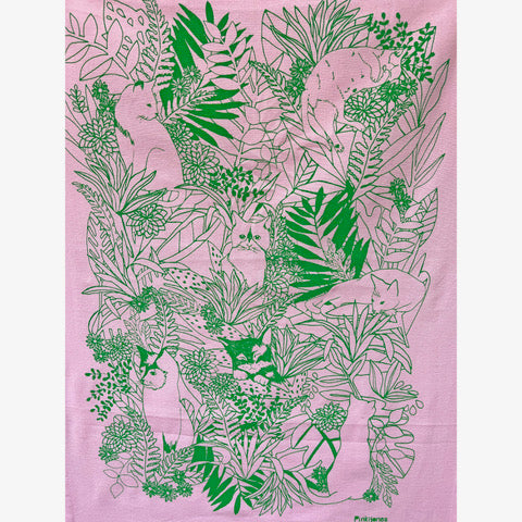 Screenprinted Cat Tea Towel - Various Colourways