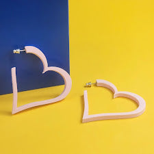 Pastel Pink Large Heart Hoops