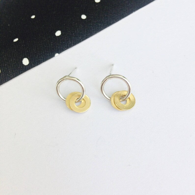 Triple Circle Hoops Stud Earrings