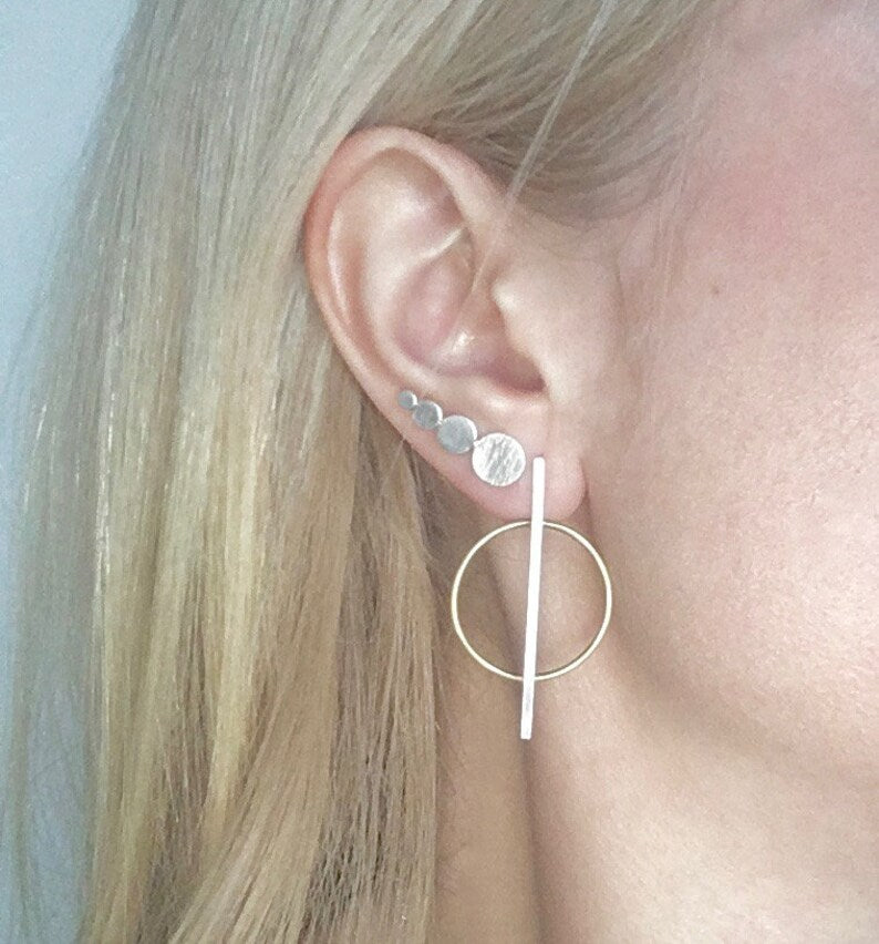 Brass + Silver Geometric Earrings