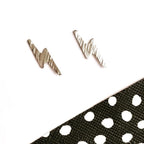 Silver lightning bolts studs earrings