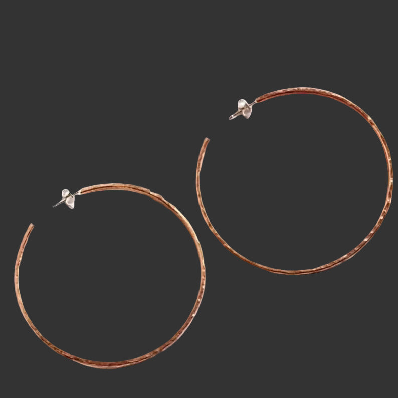 Large hammered copper hoops