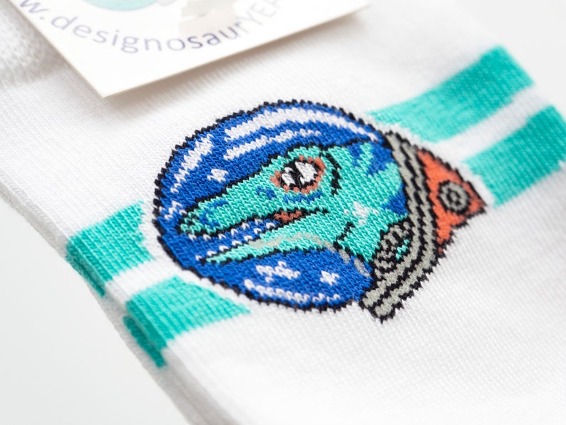 Space Astronaut Dinosaur White Socks