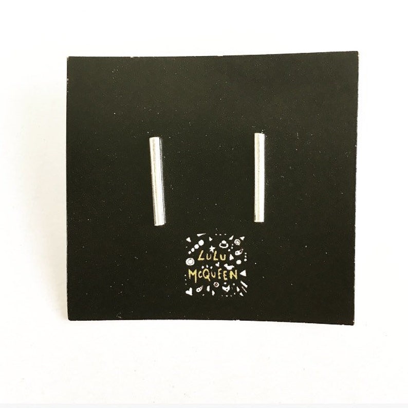 Small silver bar ear climbers earrings