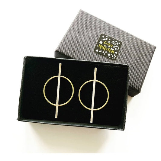 Brass + Silver Geometric Earrings