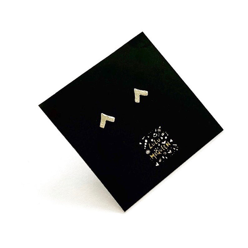 Tiny silver chevron stud earrings