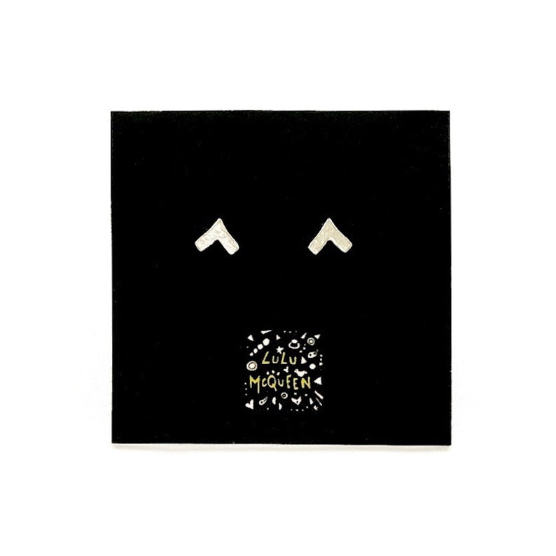 Tiny silver chevron stud earrings