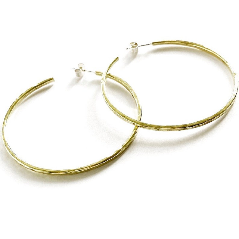 Medium hammered brass hoops