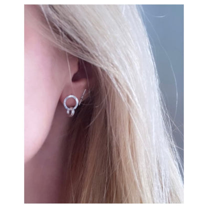 Hammered silver dangle stud earrings