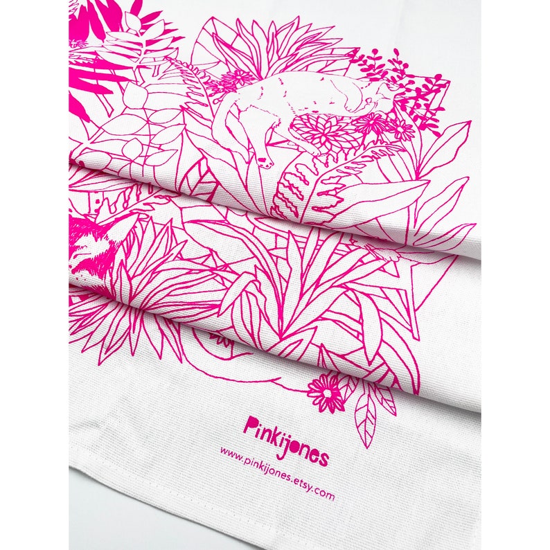 Screenprinted Cat Tea Towel - Various Colourways